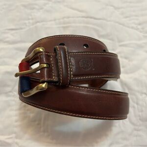 VTG 90s Tommy Hilfiger Leather Belt Mens 32 Brown Made In USA Preppy Old School